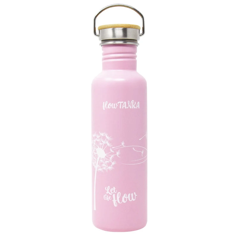 0,8l flowTANKA Edelstahl Trinkflasche mit Edelstahl-Bambus-Verschluss