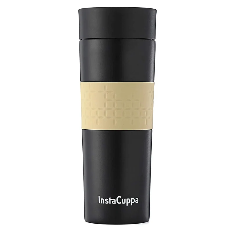 InstaCuppa Vacuum Insulated Travel Mug, Stainless Steel Double Walled Thermos for Hot or Cold Coffee, Tea, Spill and Leak Proof with