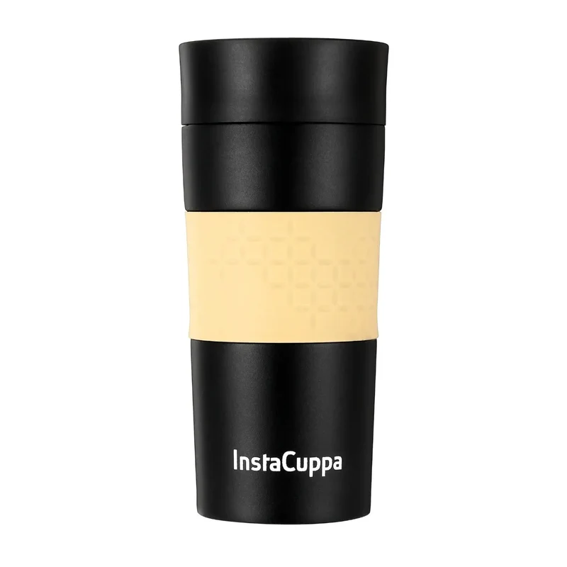 InstaCuppa Vacuum Insulated Travel Mug, Stainless Steel Double Walled Thermos for Hot or Cold Coffee, Tea, Spill and Leak Proof with