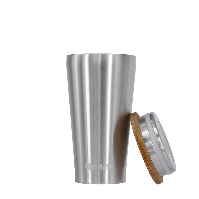 ChillMate - 0,35l Edelstahl Thermobecher mit Edelstahl-Bambus-Becherdeckel