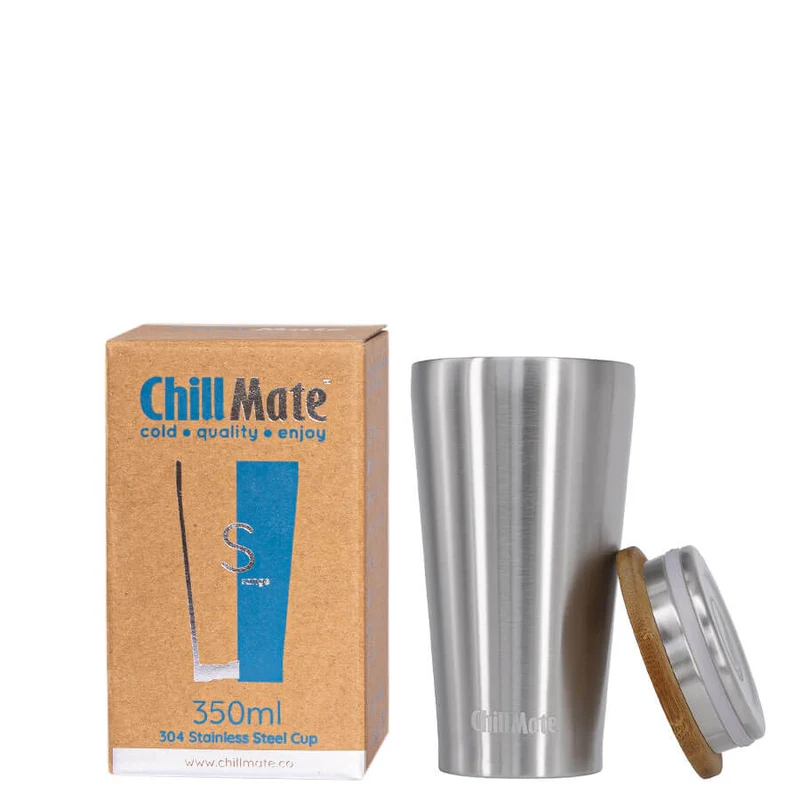 ChillMate - 0,35l Edelstahl Thermobecher mit Edelstahl-Bambus-Becherdeckel