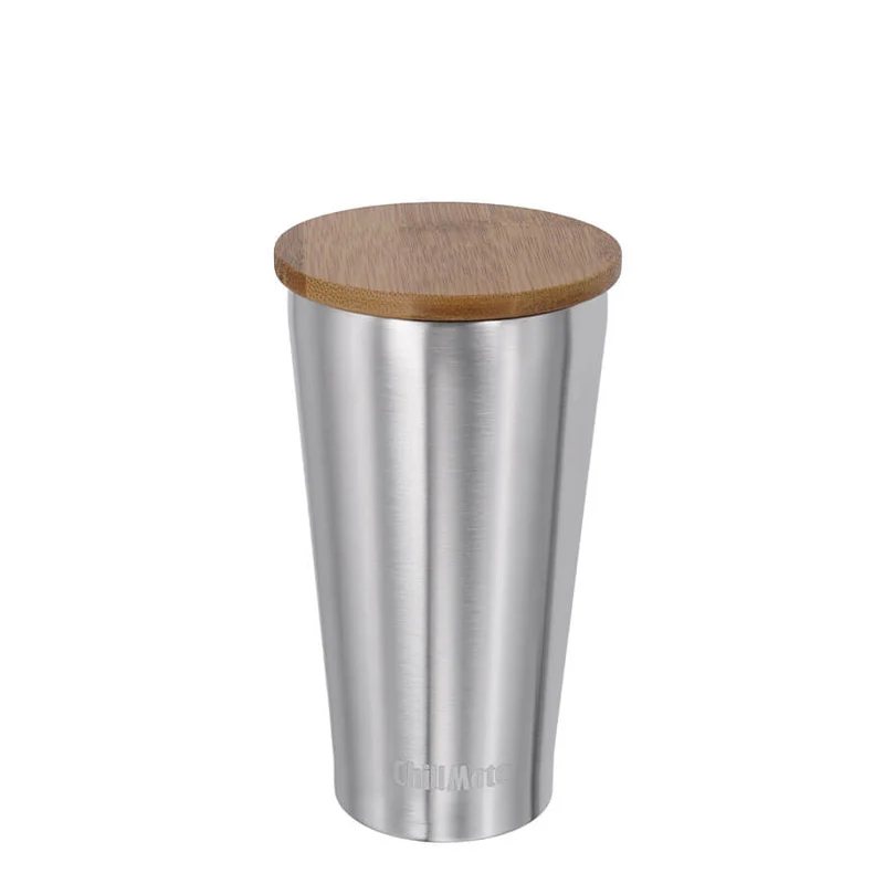 ChillMate - 0,35l Edelstahl Thermobecher mit Edelstahl-Bambus-Becherdeckel