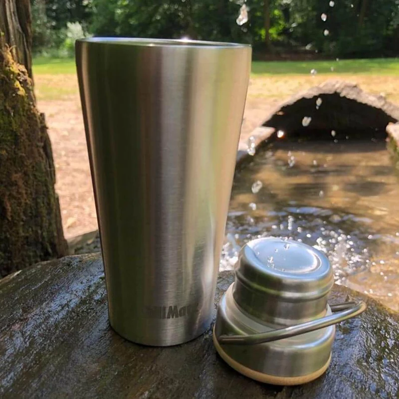 ChillMate - 0,35l Edelstahl Thermobecher mit Edelstahl-Bambus-Becherdeckel