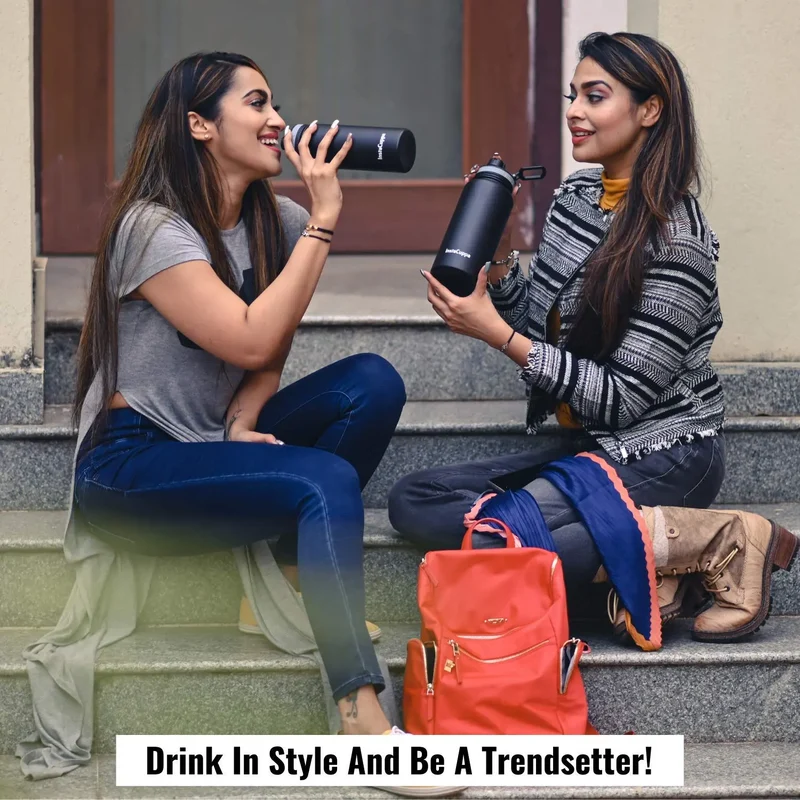 InstaCuppa Thermos Fruit Infuser Water Bottle - Double Walled Vacuum Insulation, Full Length Stainless Steel Infusion Unit,