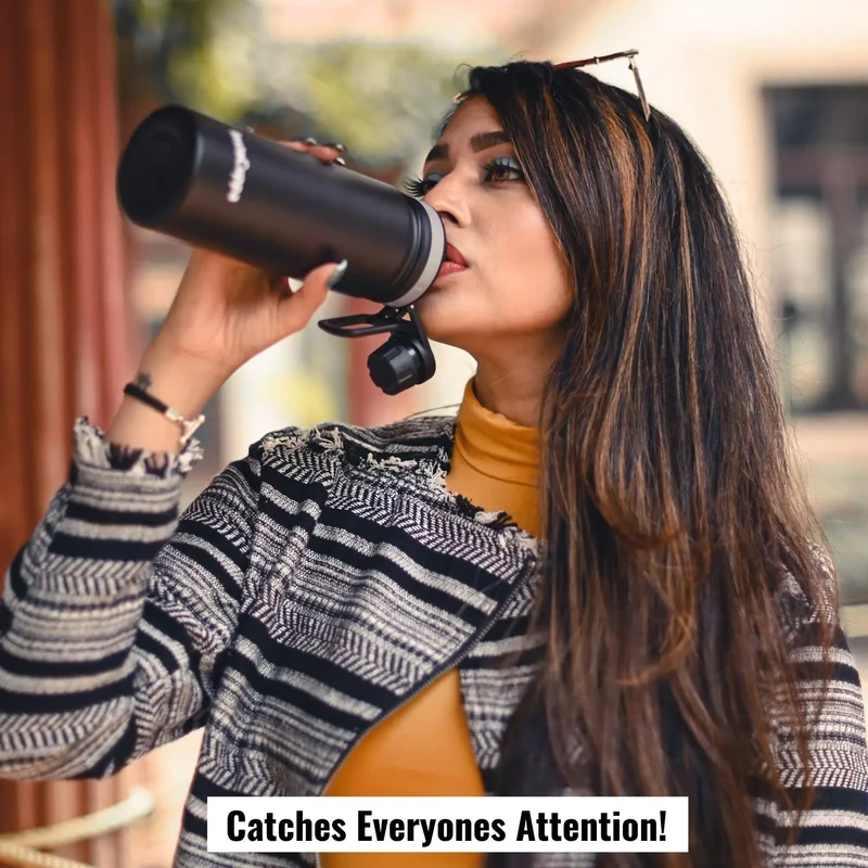 InstaCuppa Thermos Fruit Infuser Water Bottle - Double Walled Vacuum Insulation, Full Length Stainless Steel Infusion Unit,
