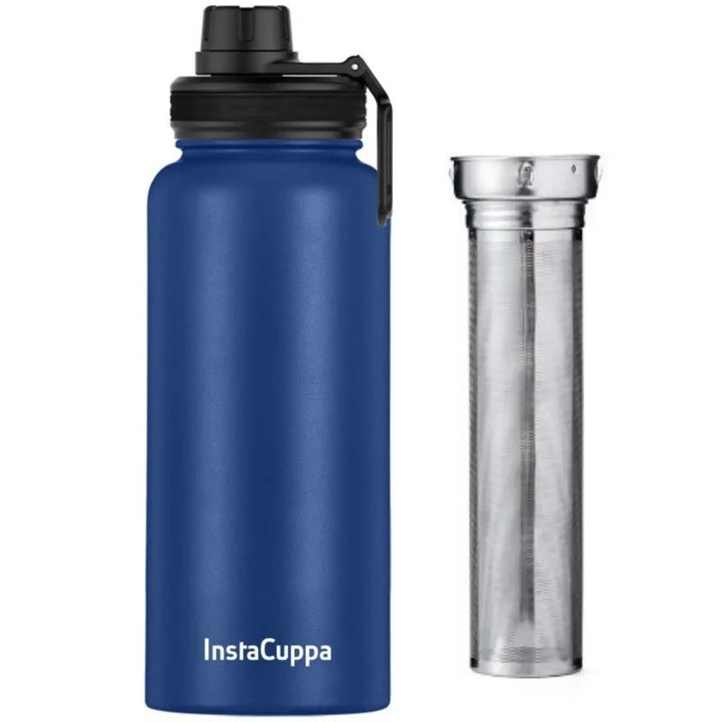 InstaCuppa Thermos Fruit Infuser Water Bottle - Double Walled Vacuum Insulation, Full Length Stainless Steel Infusion Unit,