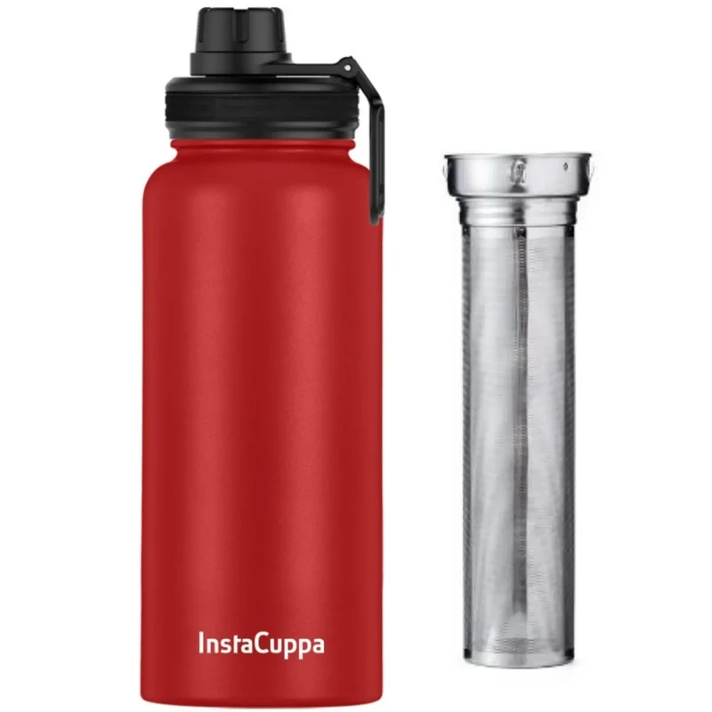 InstaCuppa Thermos Fruit Infuser Water Bottle - Double Walled Vacuum Insulation, Full Length Stainless Steel Infusion Unit,