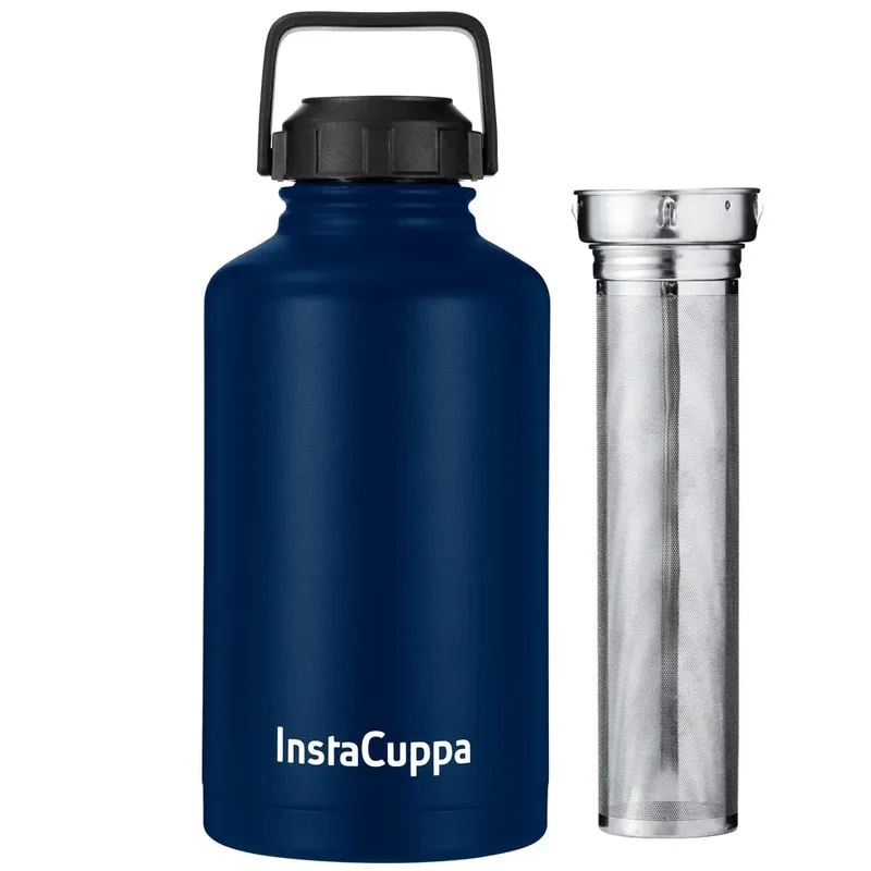 InstaCuppa Thermos Fruit Infuser Water Bottle - Double Walled Vacuum Insulation, Full Length Stainless Steel Infusion Unit,