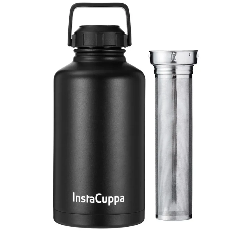 InstaCuppa Thermos Fruit Infuser Water Bottle - Double Walled Vacuum Insulation, Full Length Stainless Steel Infusion Unit,