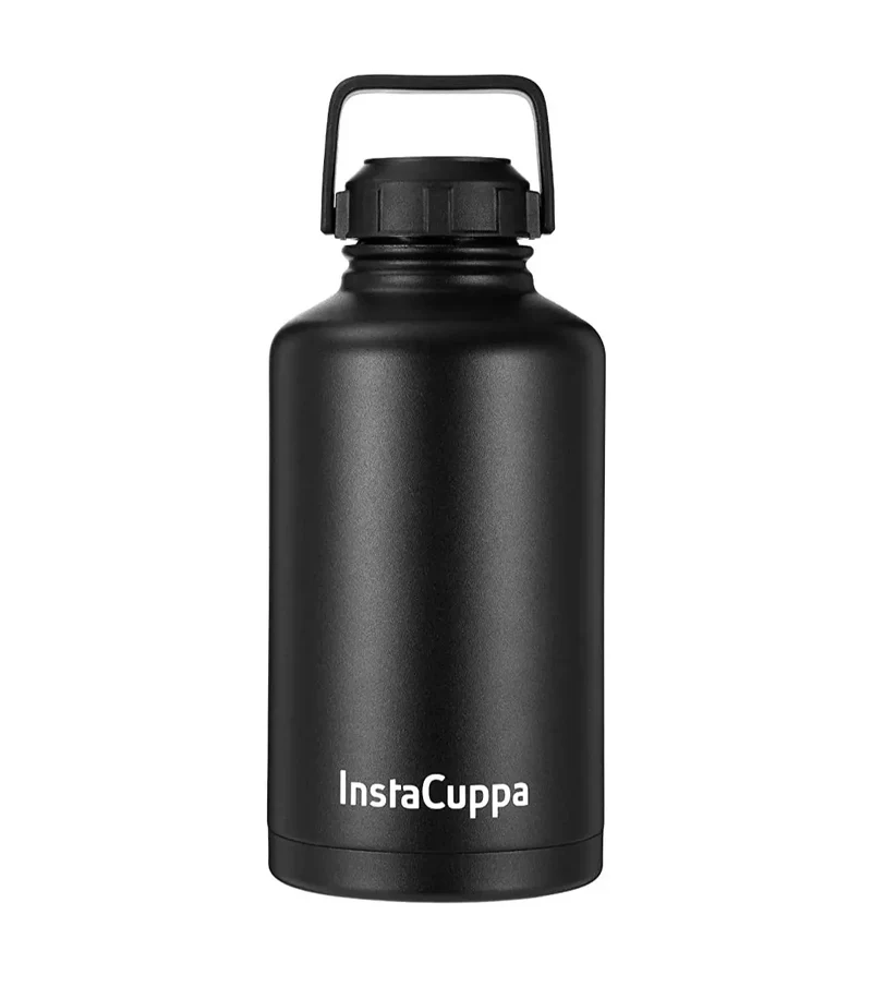 InstaCuppa Thermos Bottle 2000 mL, Double-Wall Thermos Flask, Vacuum Insulated Stainless Steel | Retains Hot and Cold Temperatures, Black