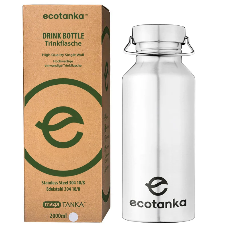 2,0l megaTANKA Edelstahl Trinkflasche mit Edelstahl-Verschluss