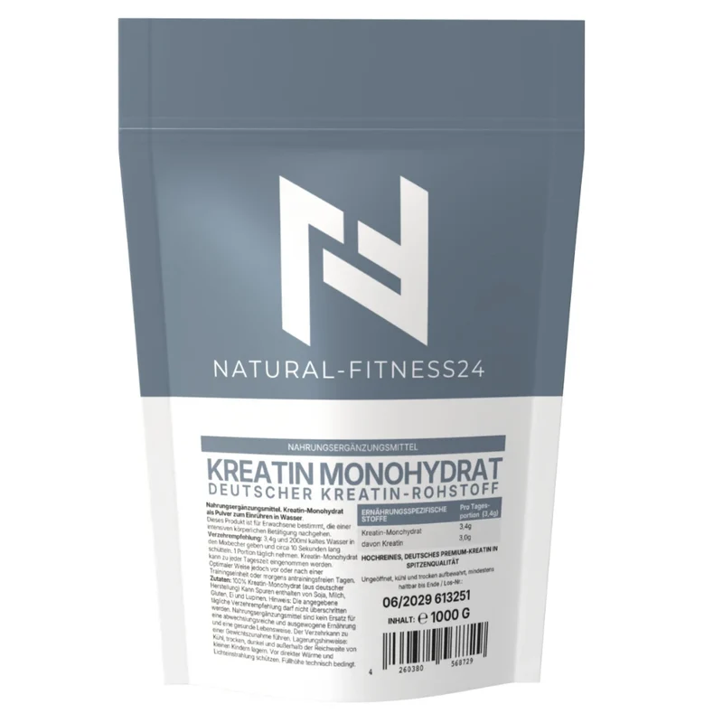Kreatin Monohydrat Pulver 1000g – deutscher Rohstoff, Neutral
