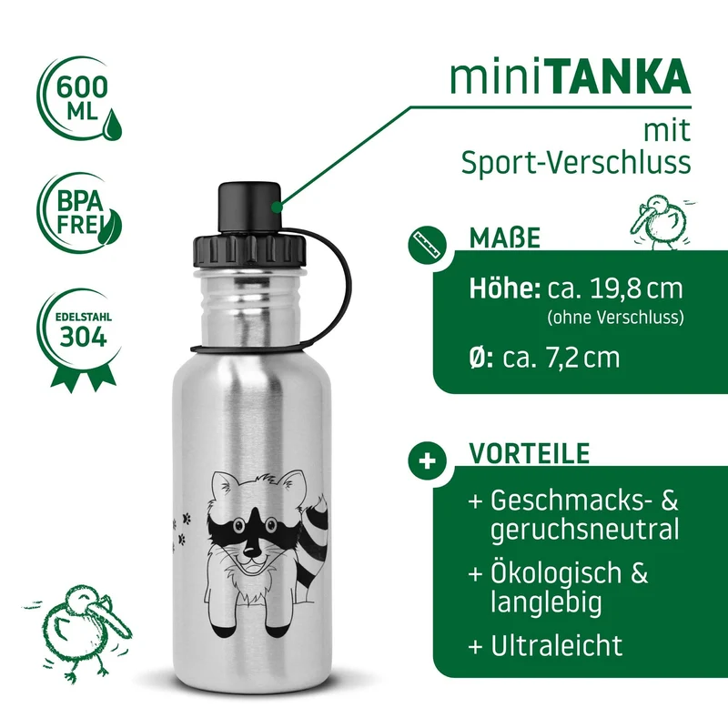 0,6l miniTANKA Racoon Edition mit Sport-Verschluss