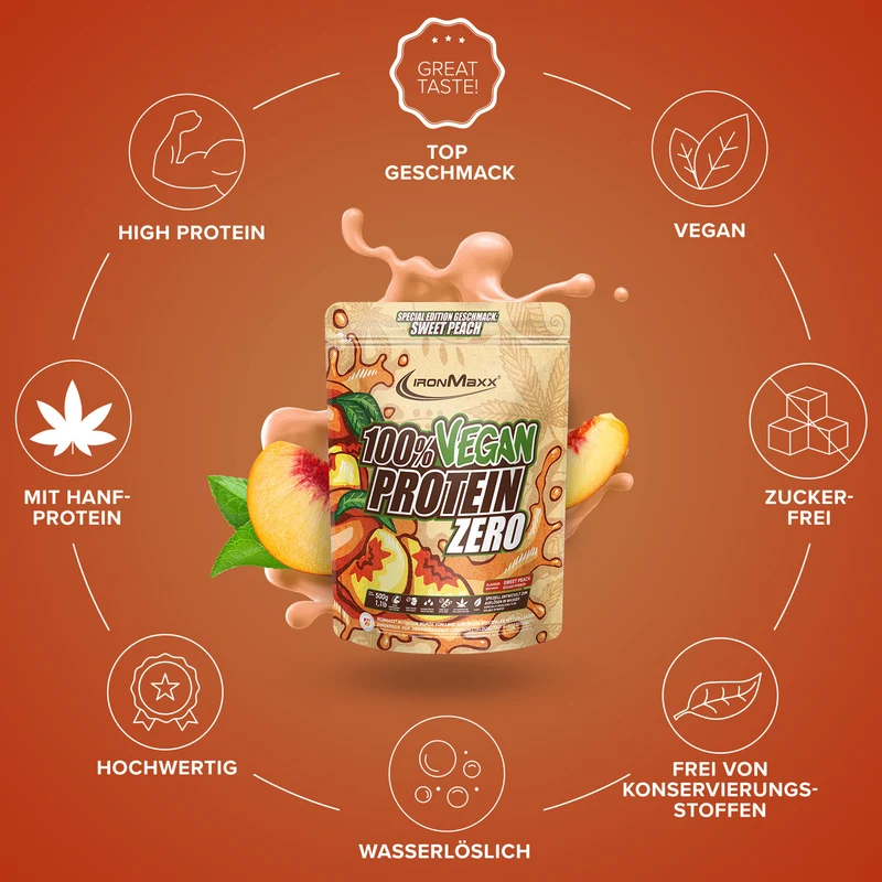 100% Vegan Protein Zero (500g) - Sweet Peach