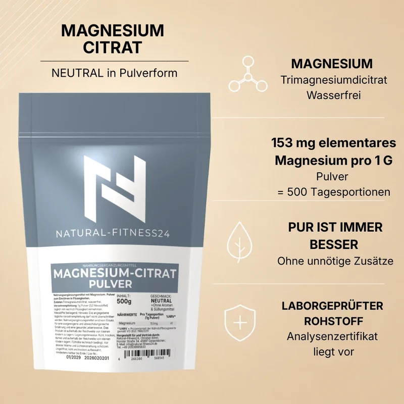 Magnesium Citrat 500g Pulver – Neutral