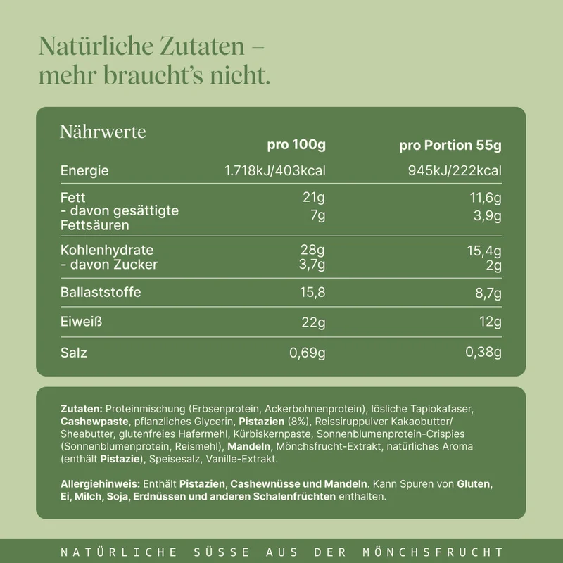 CRISPY veganer Proteinriegel - Pistazie (12er Pack)
