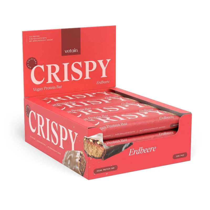 CRISPY veganer Proteinriegel - Erdbeere (12er Pack)