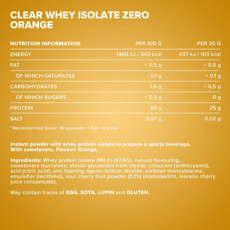 Clear Whey Isolate ZERO (400g) - Orange