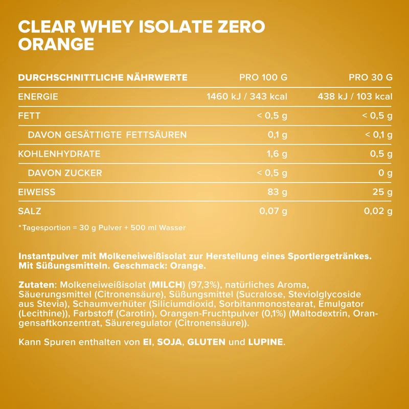 Clear Whey Isolate ZERO (400g) - Orange