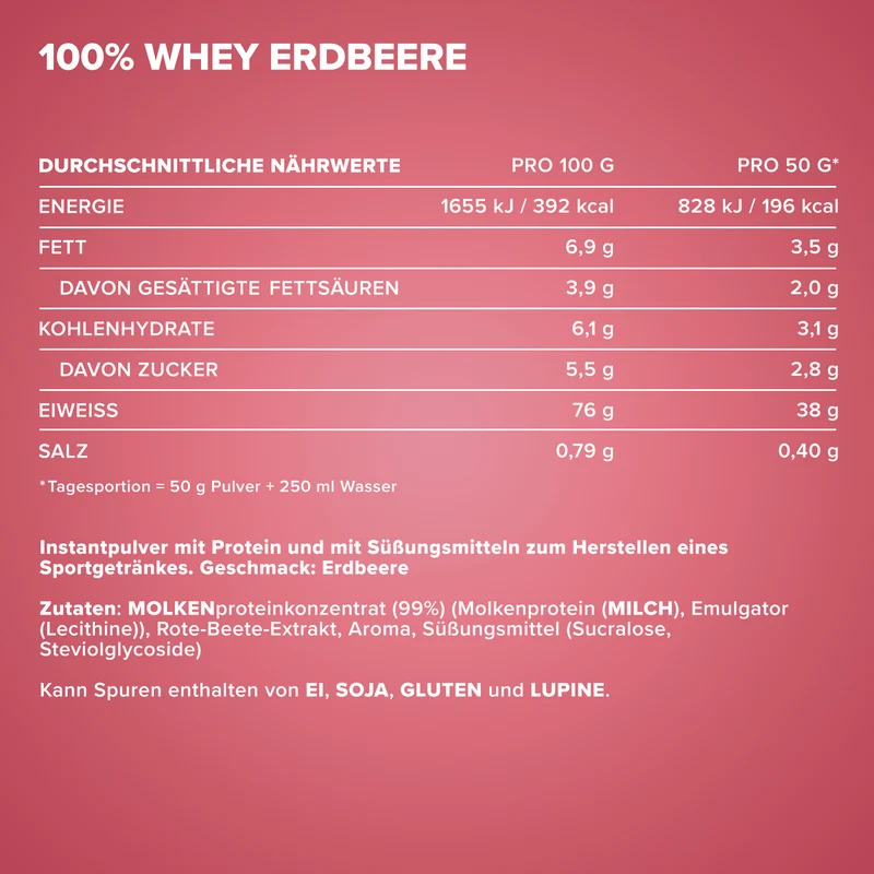 100% Whey Protein (500g) - Erdbeere