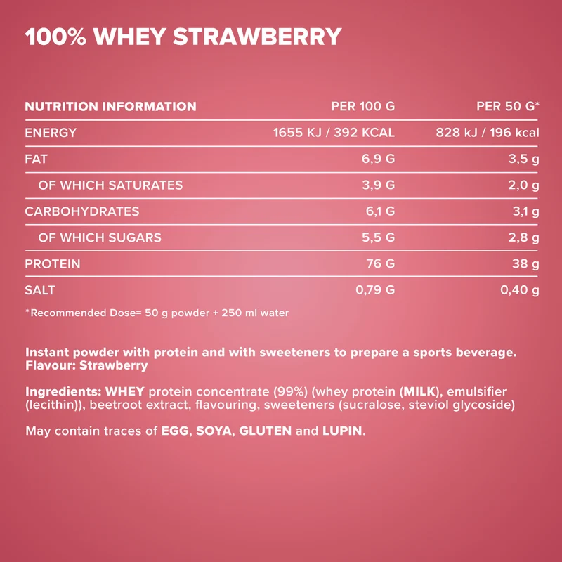 100% Whey Protein (500g) - Erdbeere