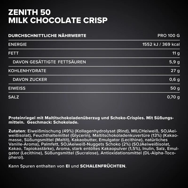 ZENITH® 50 Protein Riegel (12x100g) - Brownie Chocolate Crisp