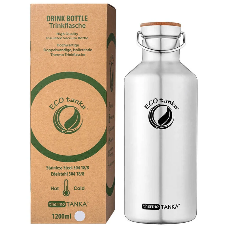 1,2l thermoTANKA™ isolierende Edelstahl Thermoflasche mit Edelstahl-Bambus-Verschluss