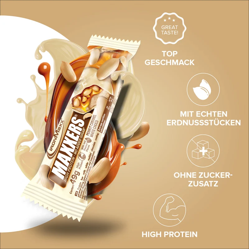 Maxxers (49g) - White Choc Peanut Caramel