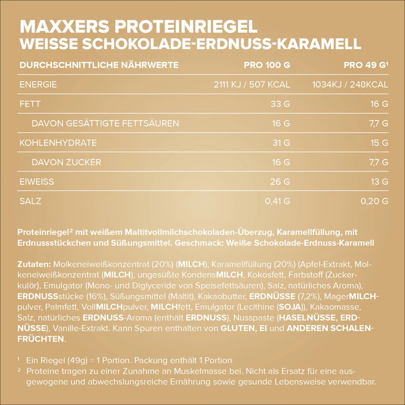Maxxers (49g) - White Choc Peanut Caramel