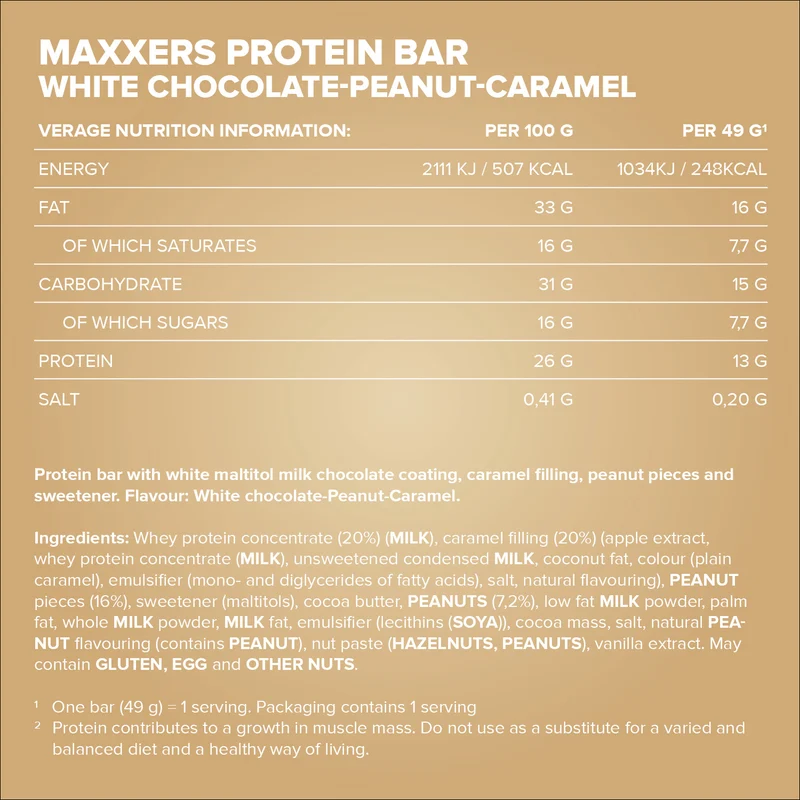 Maxxers (49g) - White Choc Peanut Caramel