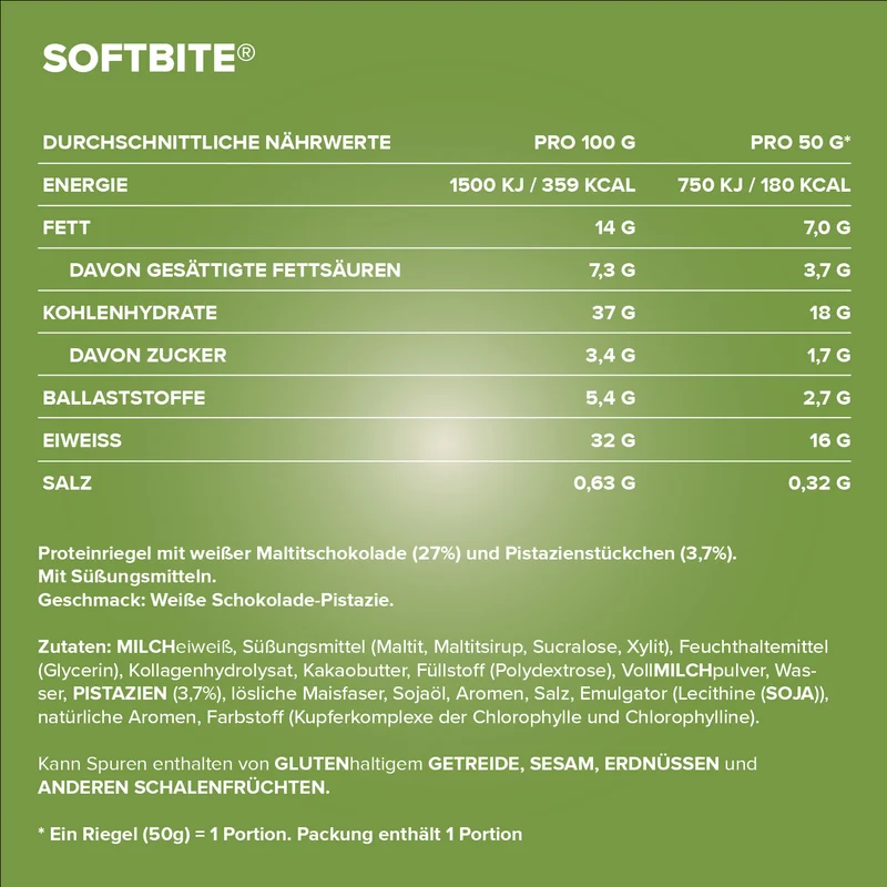 Softbite (50g) - White Chocolate Pistachio