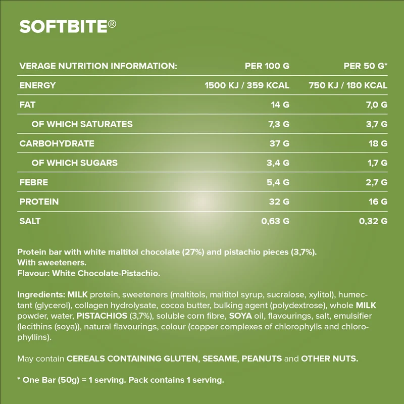 Softbite (50g) - White Chocolate Pistachio