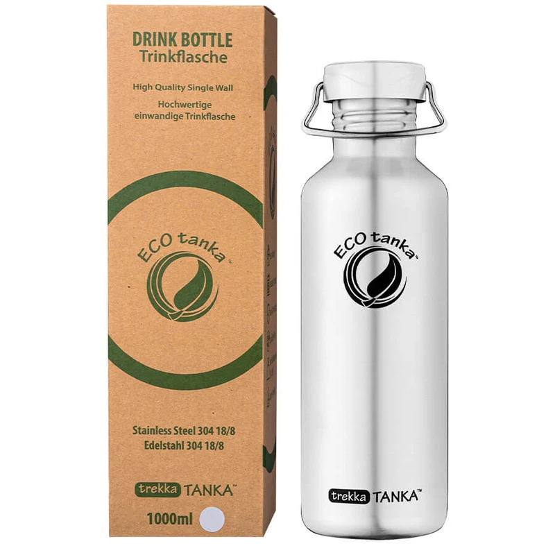 1,0l trekkaTANKA™ Edelstahl Trinkflasche mit Edelstahl-Wave-Verschluss