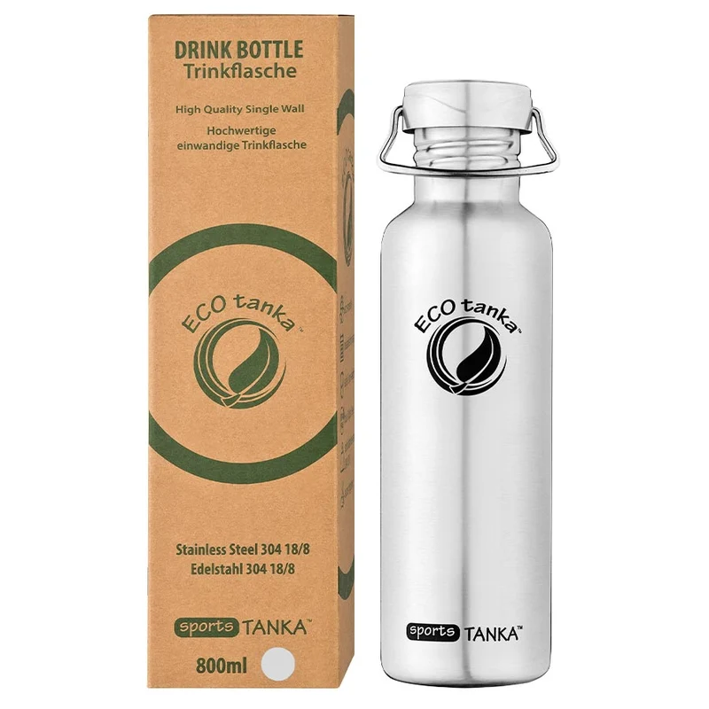 0,8l sportsTANKA™ Edelstahl Trinkflasche mit Edelstahl-Wave-Verschluss