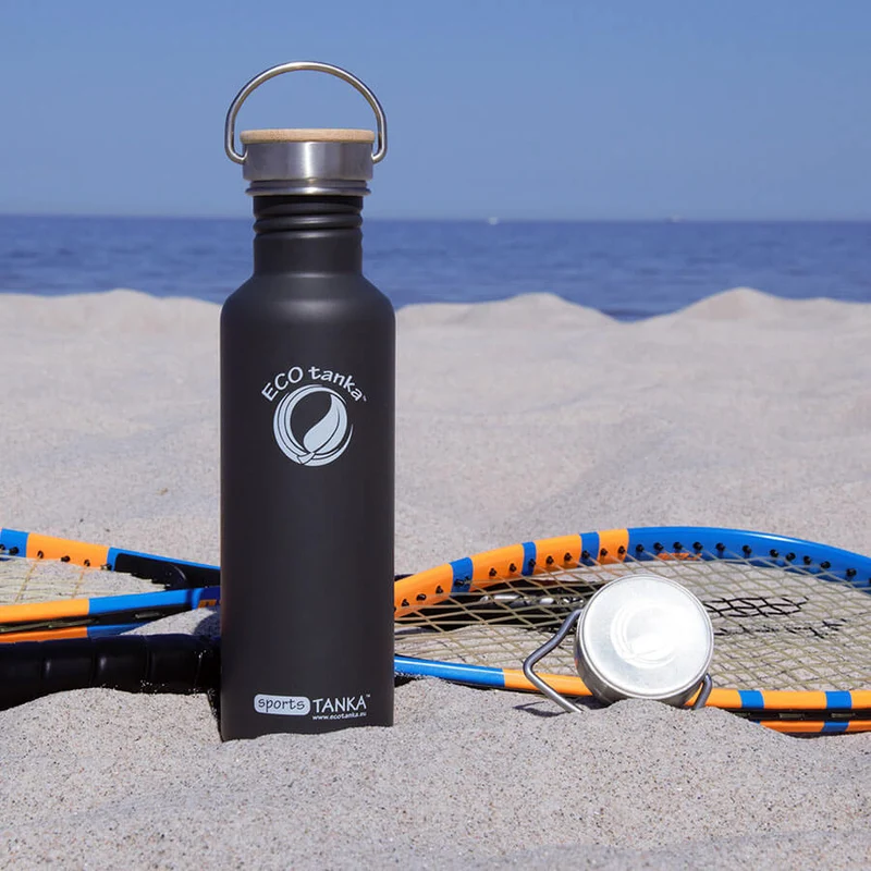 0,8l sportsTANKA™ Edelstahl Trinkflasche mit Edelstahl-Bambus-Verschluss