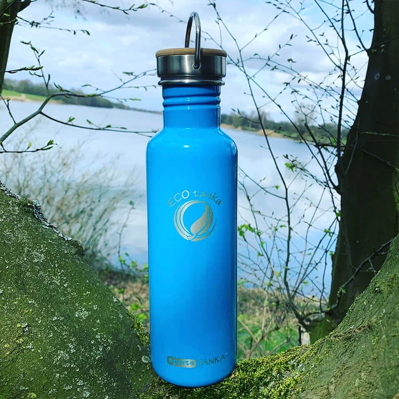 0,8l sportsTANKA™ Edelstahl Trinkflasche mit Edelstahl-Bambus-Verschluss