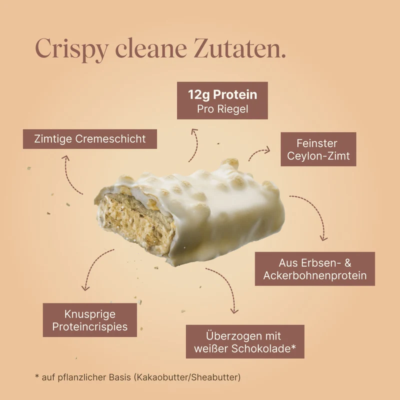 CRISPY veganer Proteinriegel - Zimtschnecke (12er Pack)