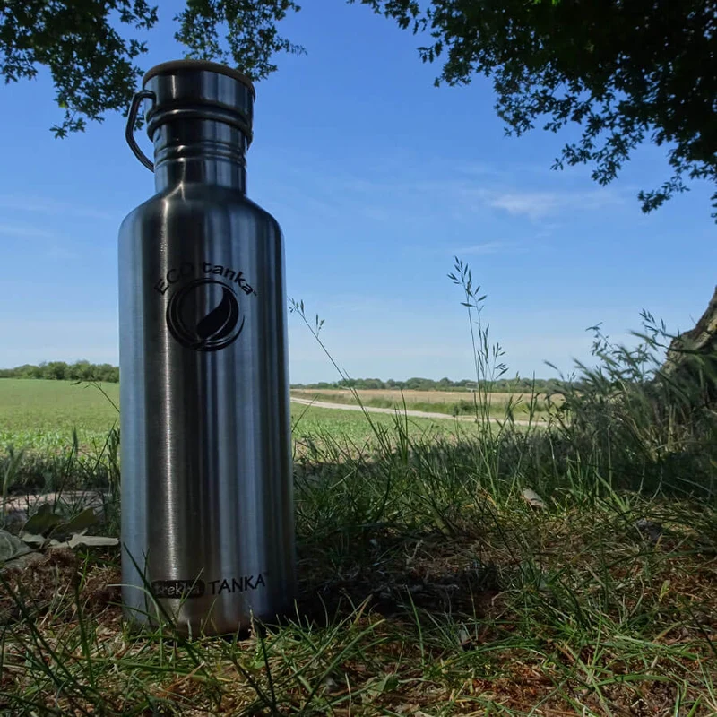 1,0l trekkaTANKA™ Edelstahl Trinkflasche mit Edelstahl-Bambus-Verschluss