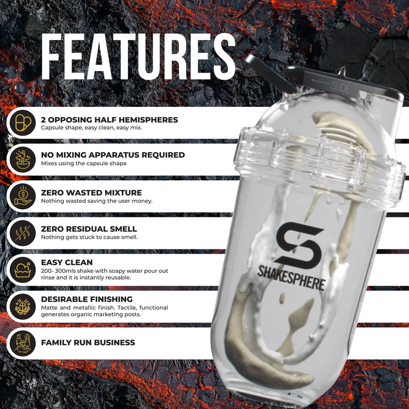 Protein shaker bottle 700mls "Tumbler Original" Matte Black/White Logo