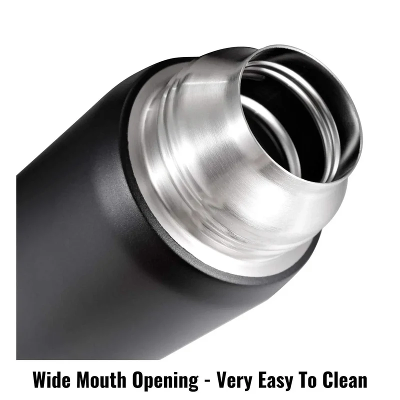 InstaCuppa Thermos Flask Bottle with Built-In Stainless Steel Mug, Twist Pour Screw Lid, Double Walled Vacuum Insulation