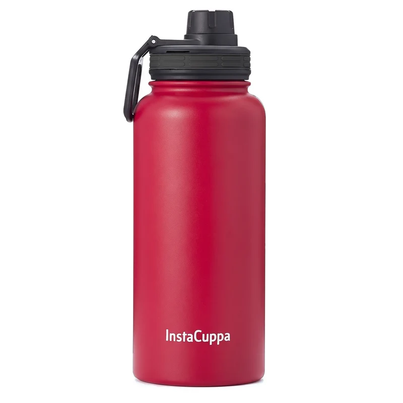 InstaCuppa Insulated Water Bottle 1L — Stainless Steel Thermos Flask, Double-Wall Vacuum, Sports Sipper Lid