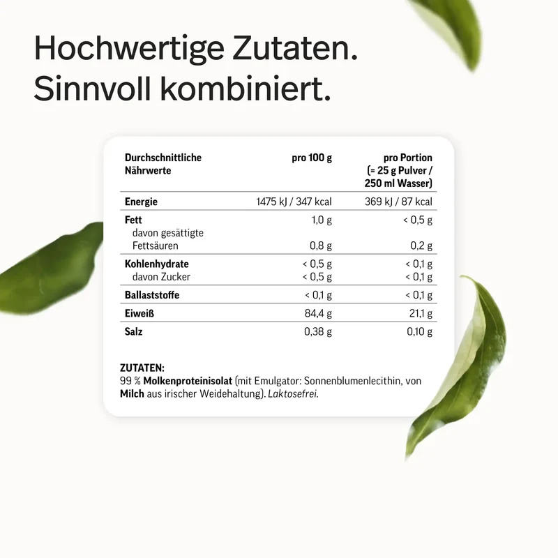 Whey-Isolat Pulver aus Weidemilch - Neutral