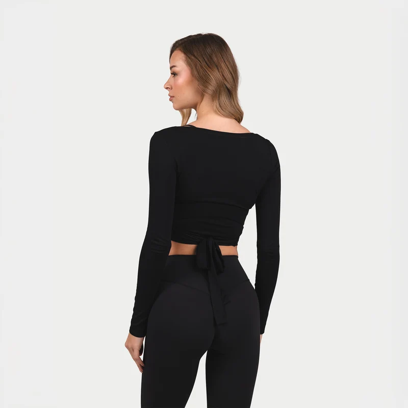 MRIIÀ Bodycon Long Sleeve Wrap Top