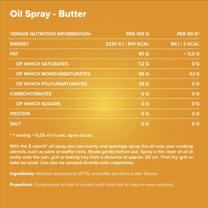 2 kcal Oil Spray (200ml) - Butter