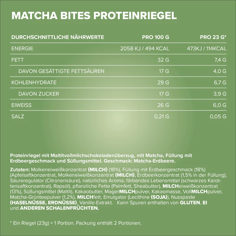 Matcha Bites (24x46g) - Matcha-Strawberry