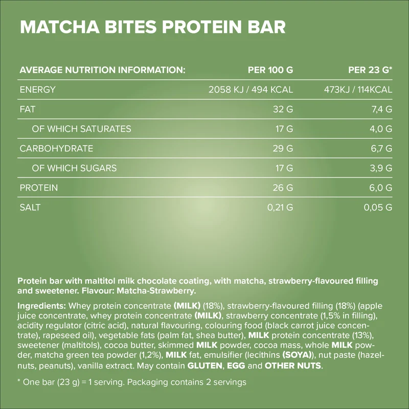 Matcha Bites (24x46g) - Matcha-Strawberry