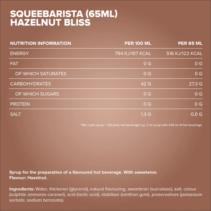 SqueeBarista (65ml) - Hazelnut Bliss