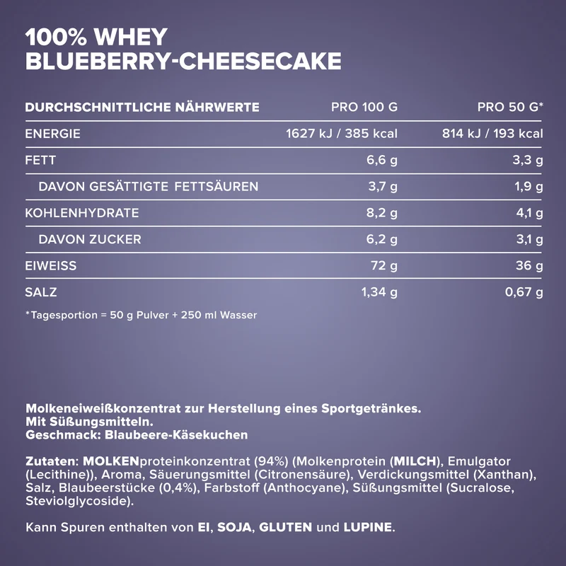 100% Whey Protein (500g) - Blueberry Cheesecake