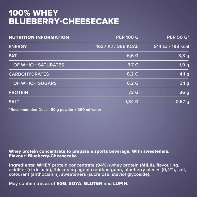 100% Whey Protein (500g) - Blueberry Cheesecake