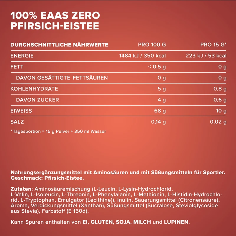 100% EAAs Zero (15g) - Peach Ice Tea